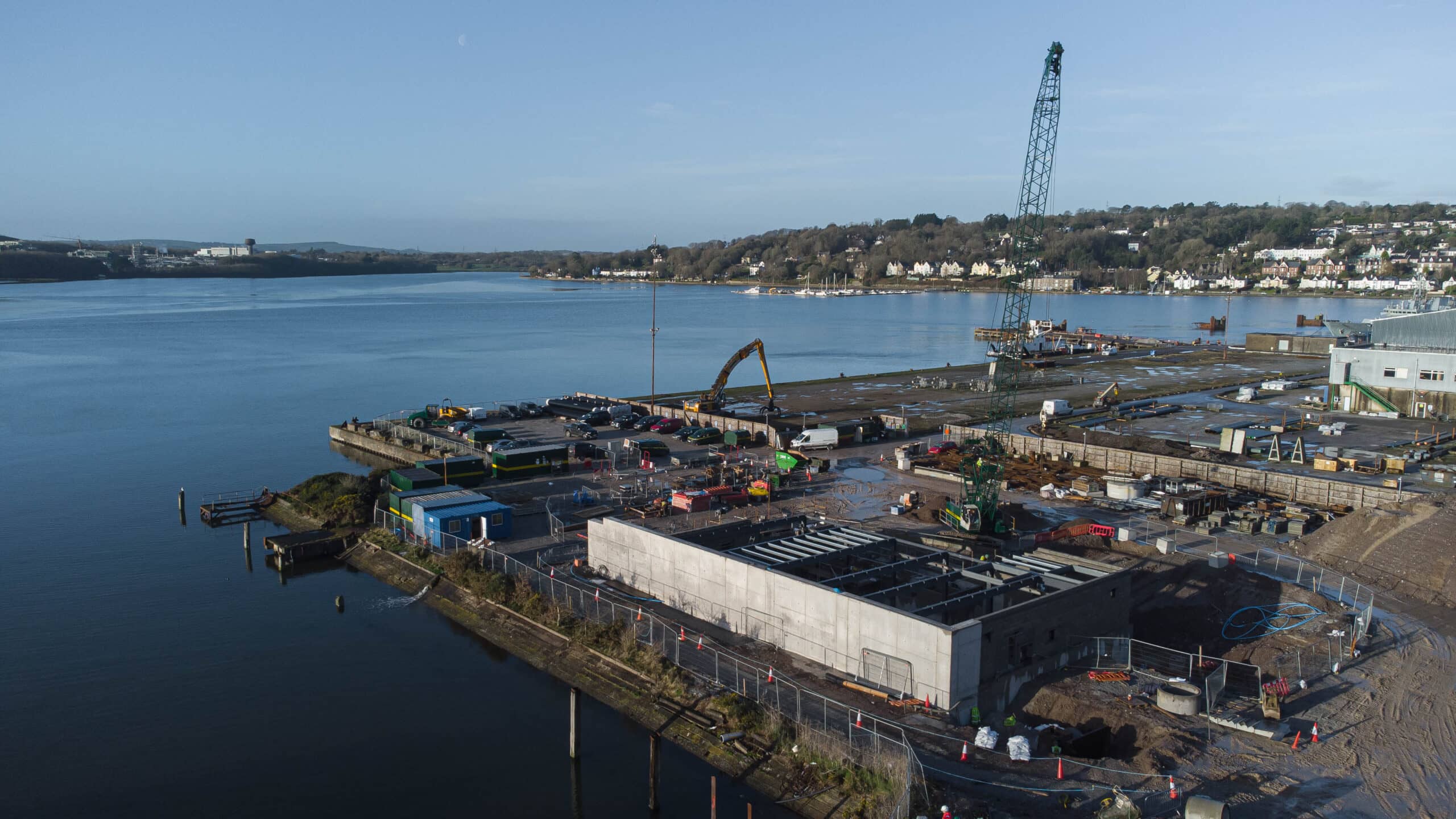 drone shot of Cobh water treatment plant under construction