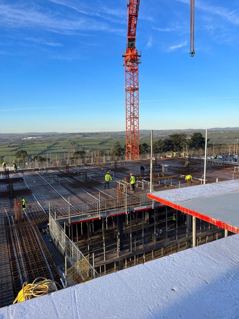 tech company building with concrete forms being constructed awaiting pouring of new concrete.